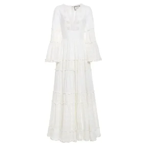 $910 ALEXIS Hedda Embellished Eyelet Maxi Dress Gown Sz XS Boho Bridal R… - Picture 5 of 16